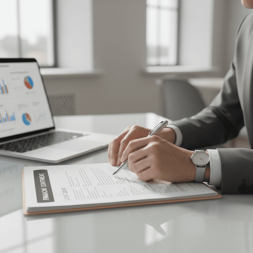 Signing agent reviewing loan documents